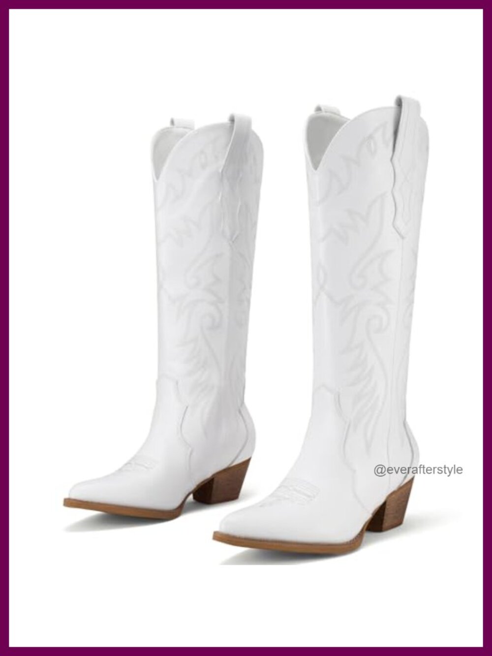 Rollda Knee-High Cowboy Boots Synthetic Leather Pointed Toe Western